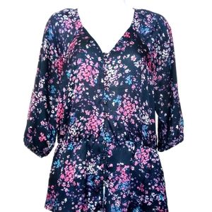 BANANA REPUBLIC SHEER TOP PEPLUM HEM PUFF SLEEVES ELASTIC WAIST SIZE SMALL